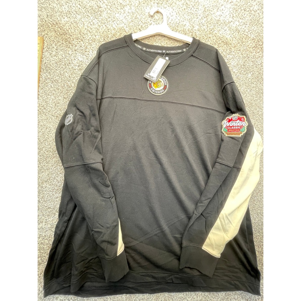 Fanatics Chicago Blackhawks Sweatshirt Mens 3XL Black NEW Winter Classic Patch